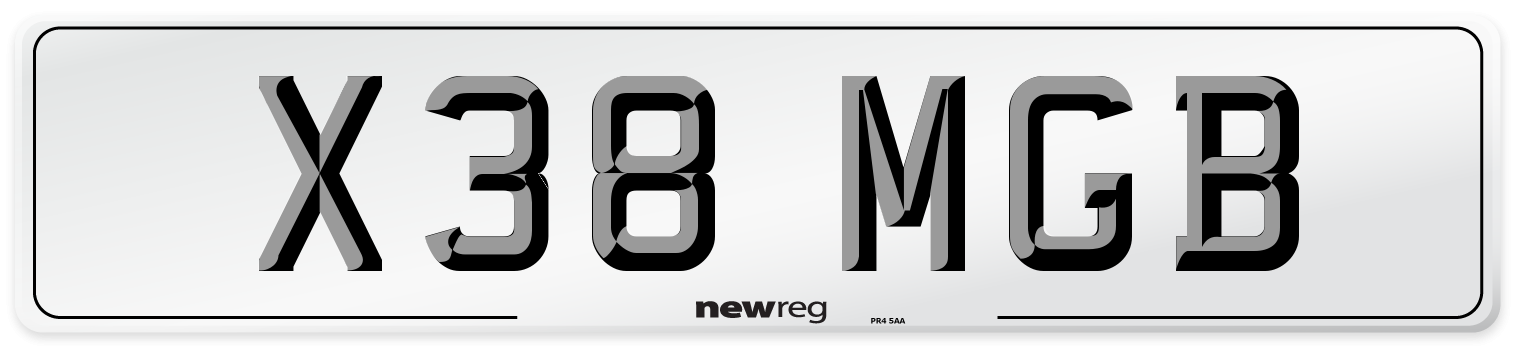 X38 MGB Number Plate from New Reg